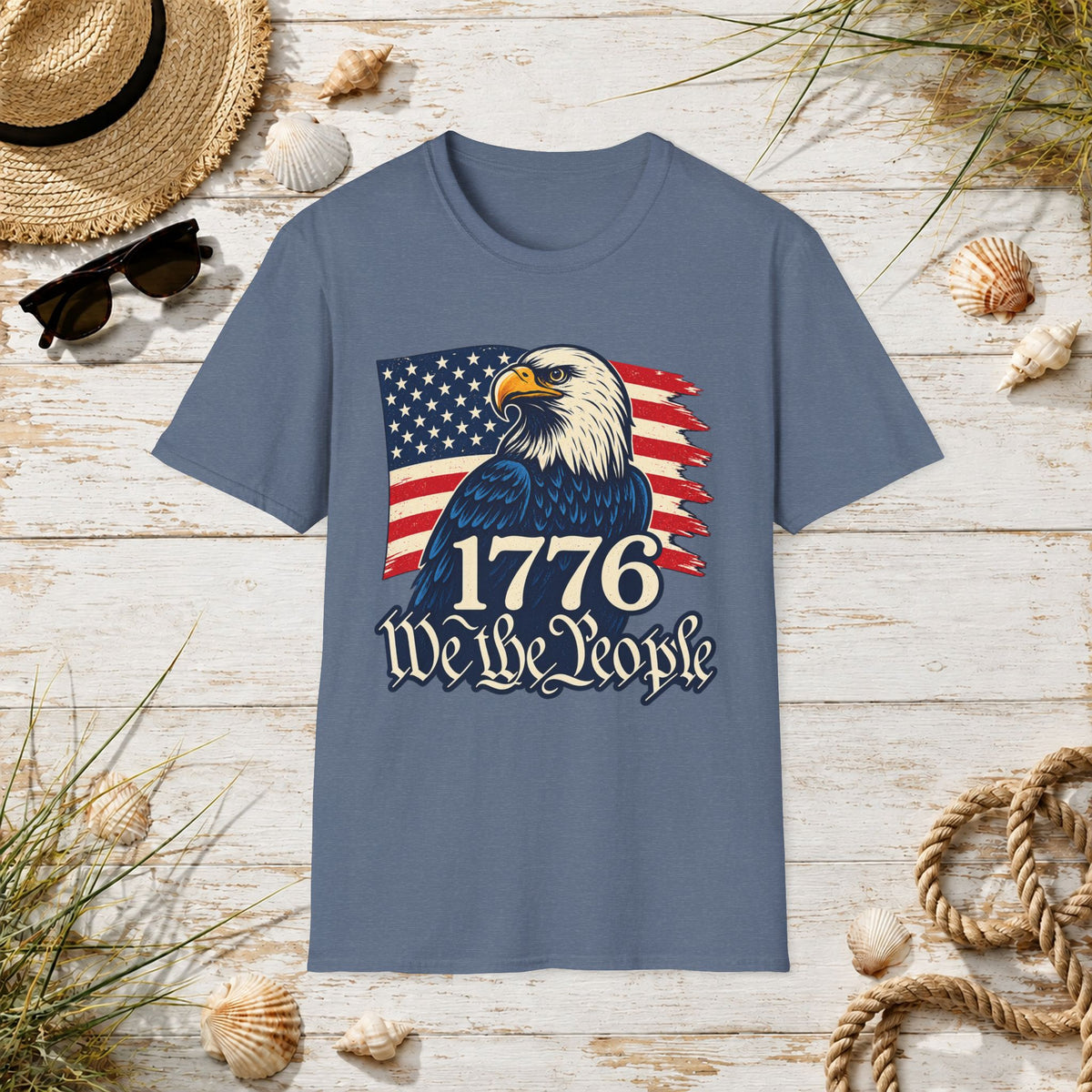 Patriotic Eagle T-Shirt — '1776 We the People' American Flag Tee