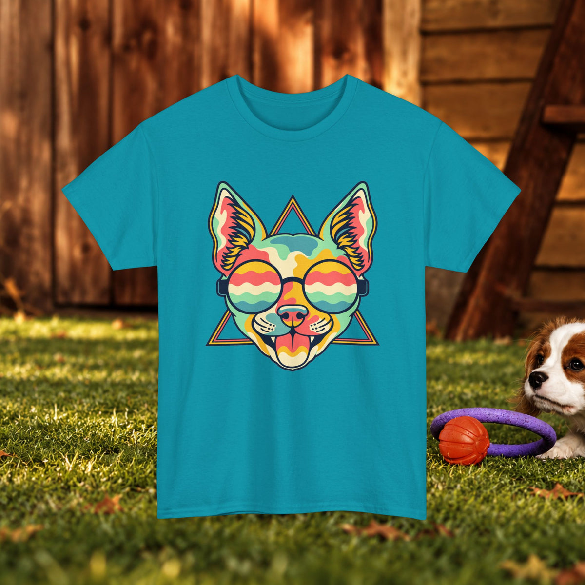 Chihuahua Sunglasses Tee — Colorful Retro Dog Graphic T-Shirt