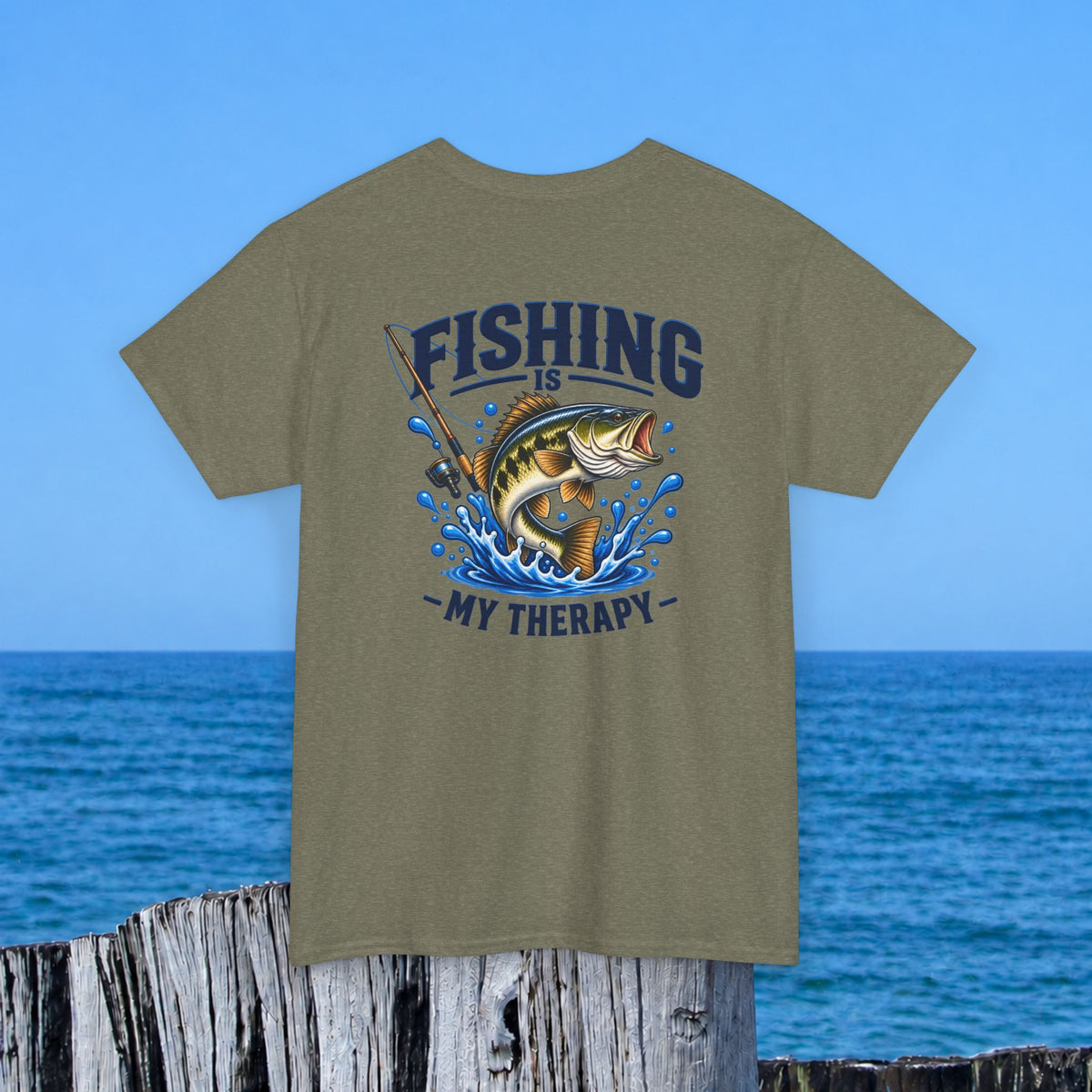 Fishing Tee — "Fishing Is My Therapy" Graphic T-Shirt