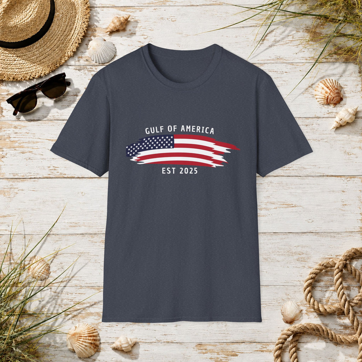 Gulf of America EST 2025 T-Shirt – American Flag Wave Graphic