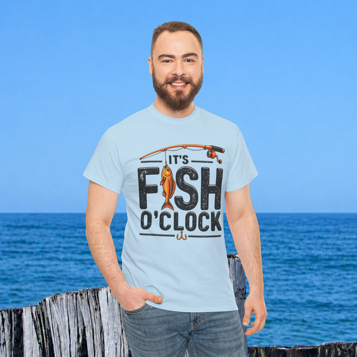 Fishing T‑Shirt — "It's Fish O'Clock" Graphic Tee for Anglers
