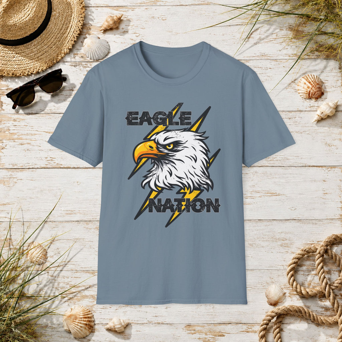 Eagle Nation T‑Shirt — Bold Lightning Eagle Graphic