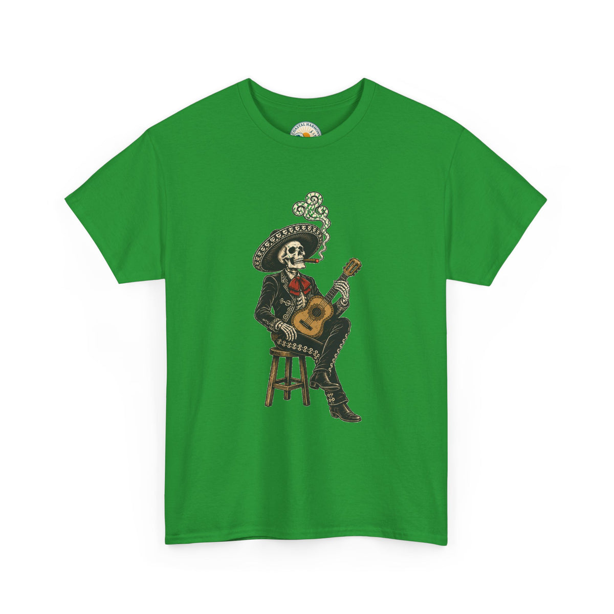 Day of the Dead Mariachi Guitar Tee — Skeleton Musician T-Shirt