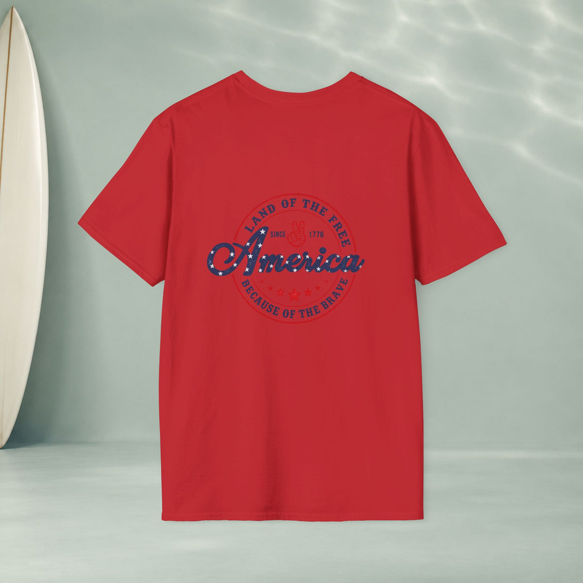 America Vintage Badge T-Shirt — "Land of the Free, Because of the Brave"
