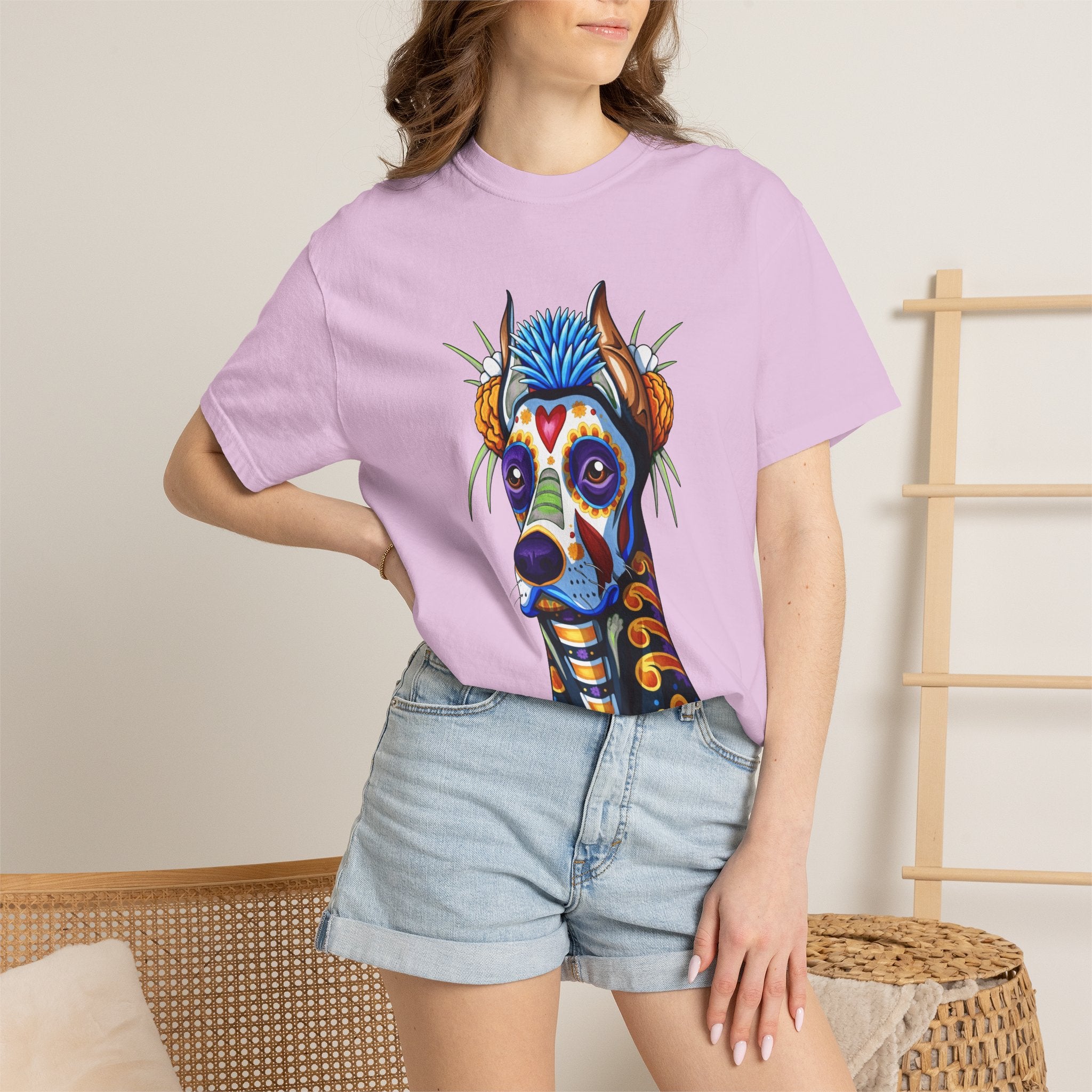 Colorful Sugar Skull Dog T-Shirt
