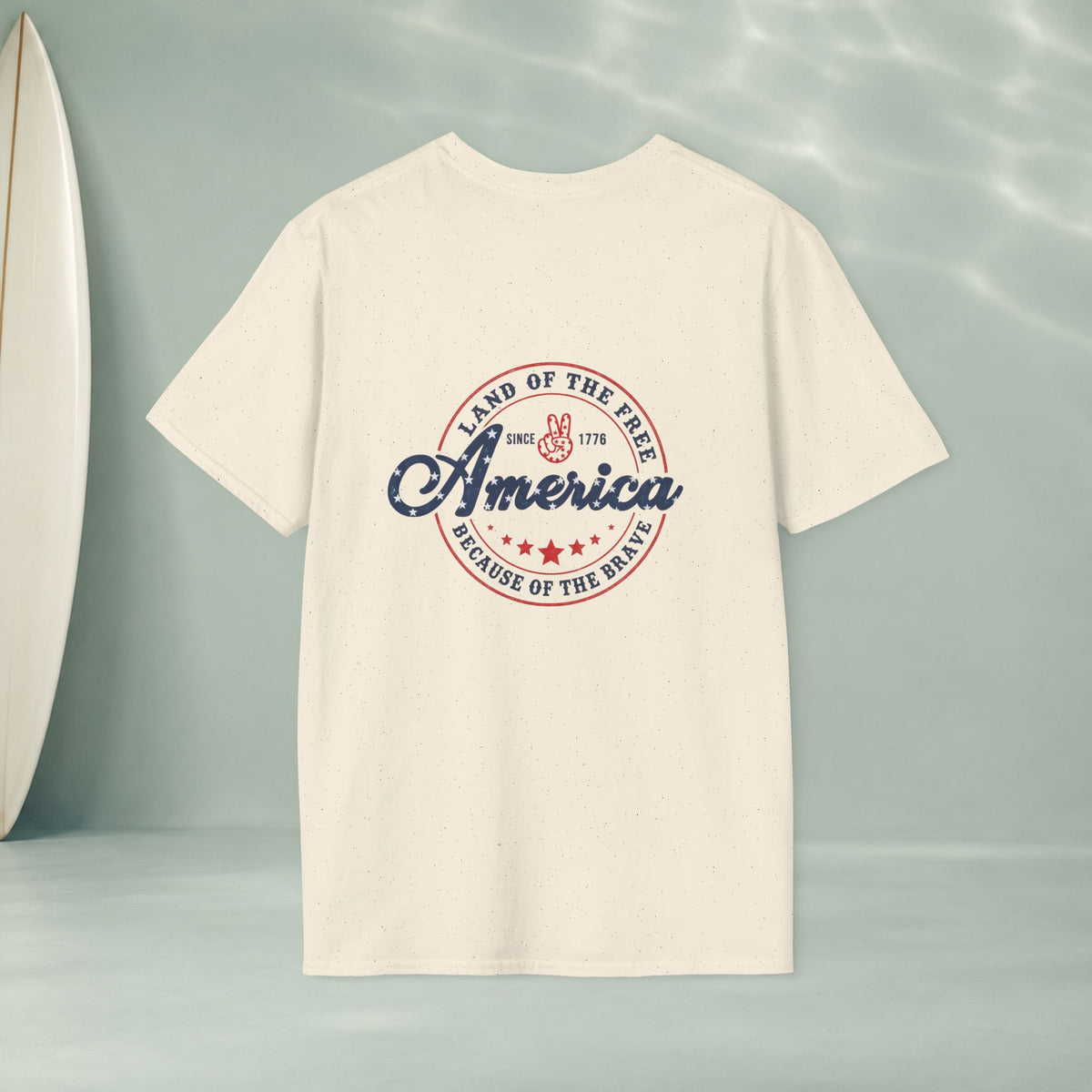 America Vintage Badge T-Shirt — "Land of the Free, Because of the Brave"