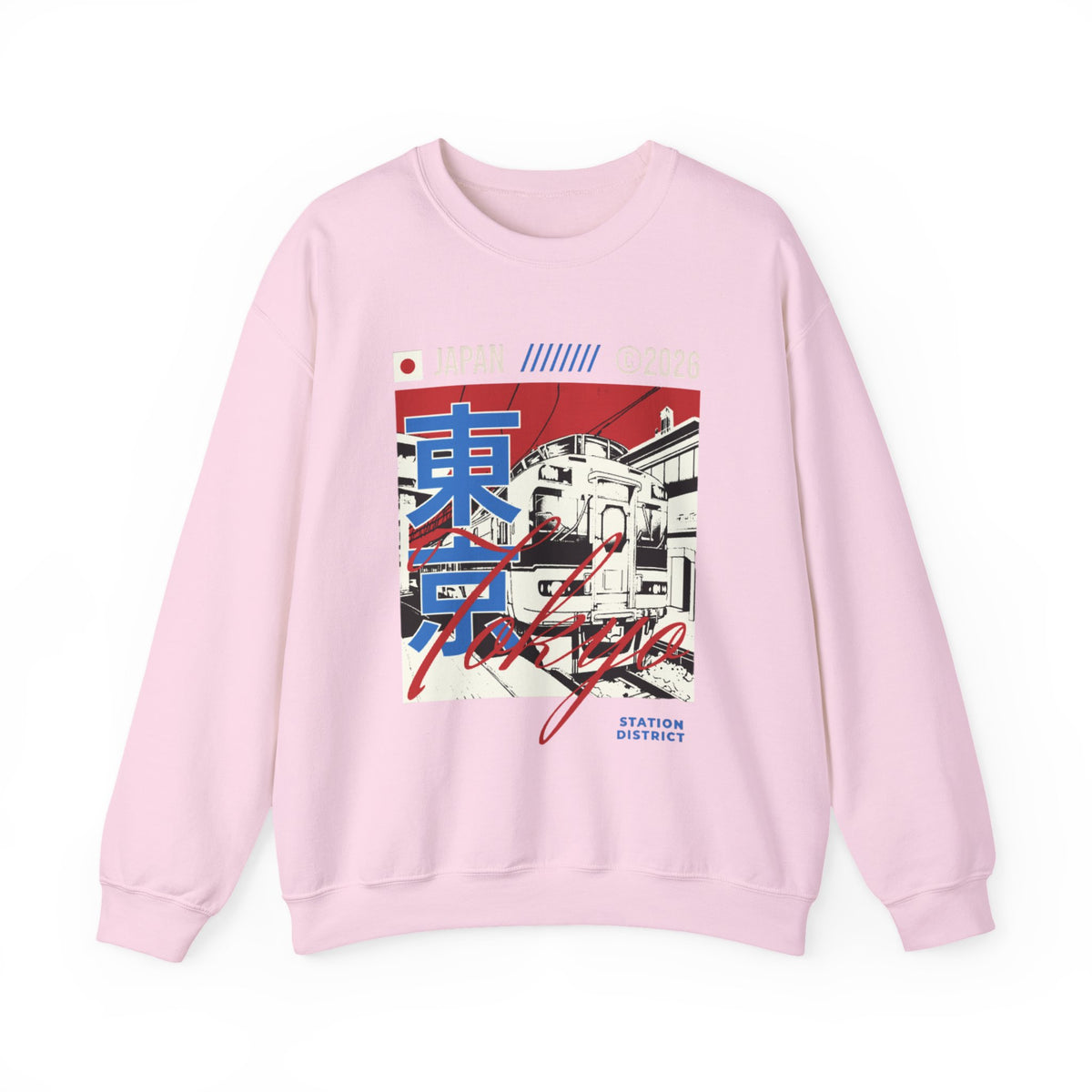 Retro Tokyo Streetwear Crewneck Sweatshirt — Japanese Kanji Cityscape Design