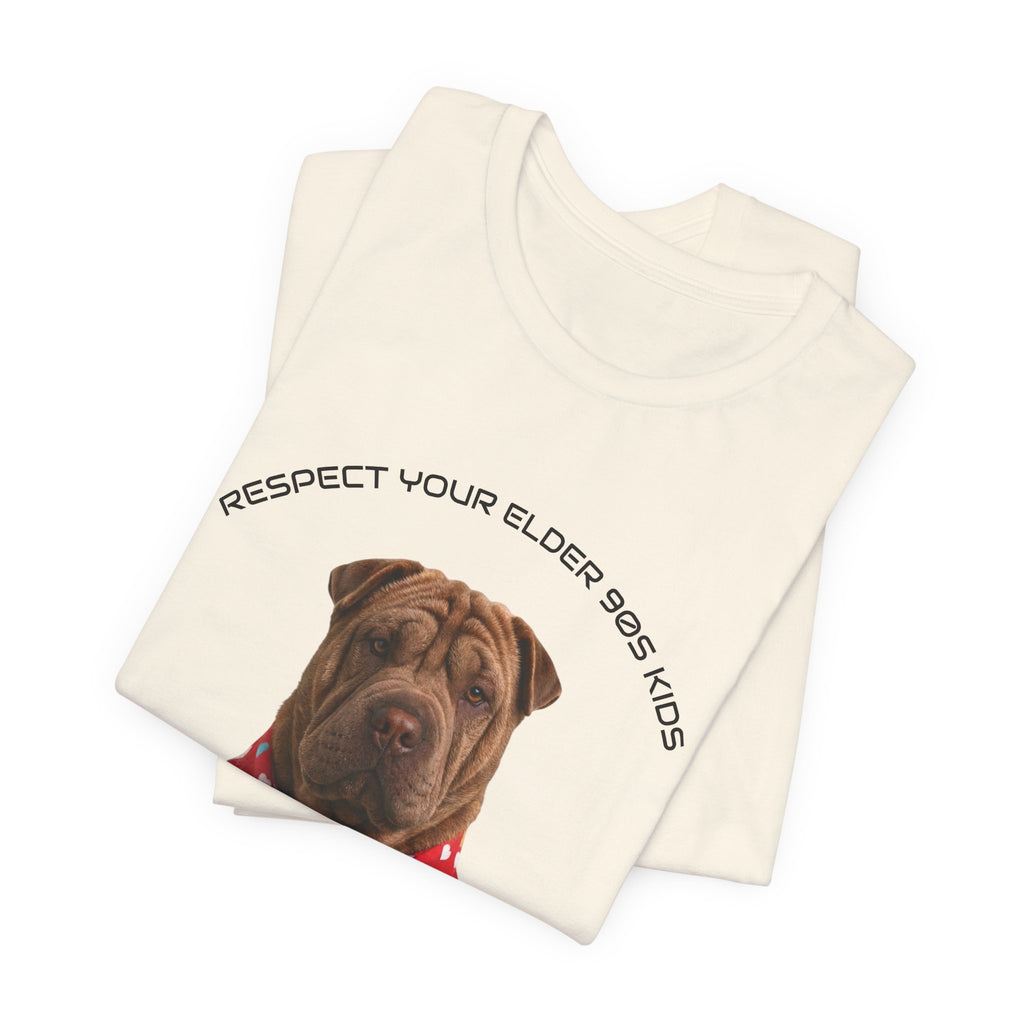 Respect Your Elder Dog Tee — Cute Shar Pei in Heart Pajamas Graphic T‑Shirt