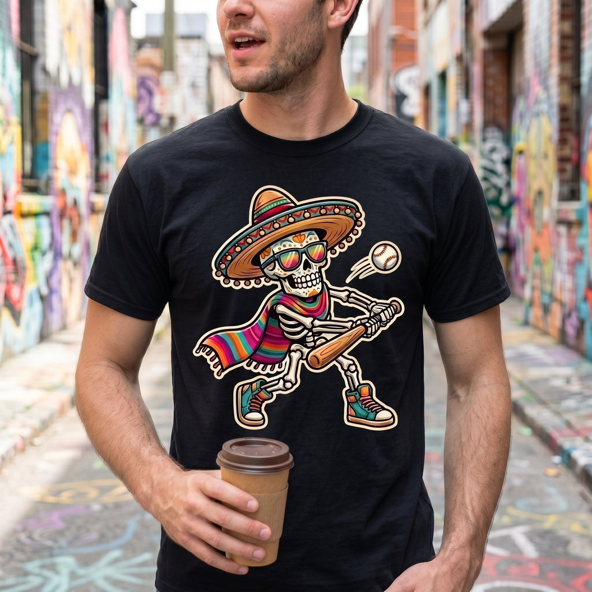 Mariachi Skeleton T-Shirt — Day of the Dead Guitar Graphic Tee
