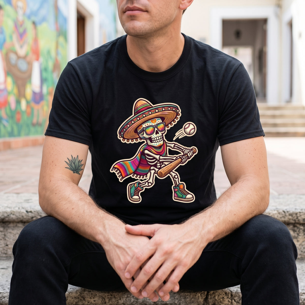 Mariachi Skeleton T-Shirt — Day of the Dead Guitar Graphic Tee