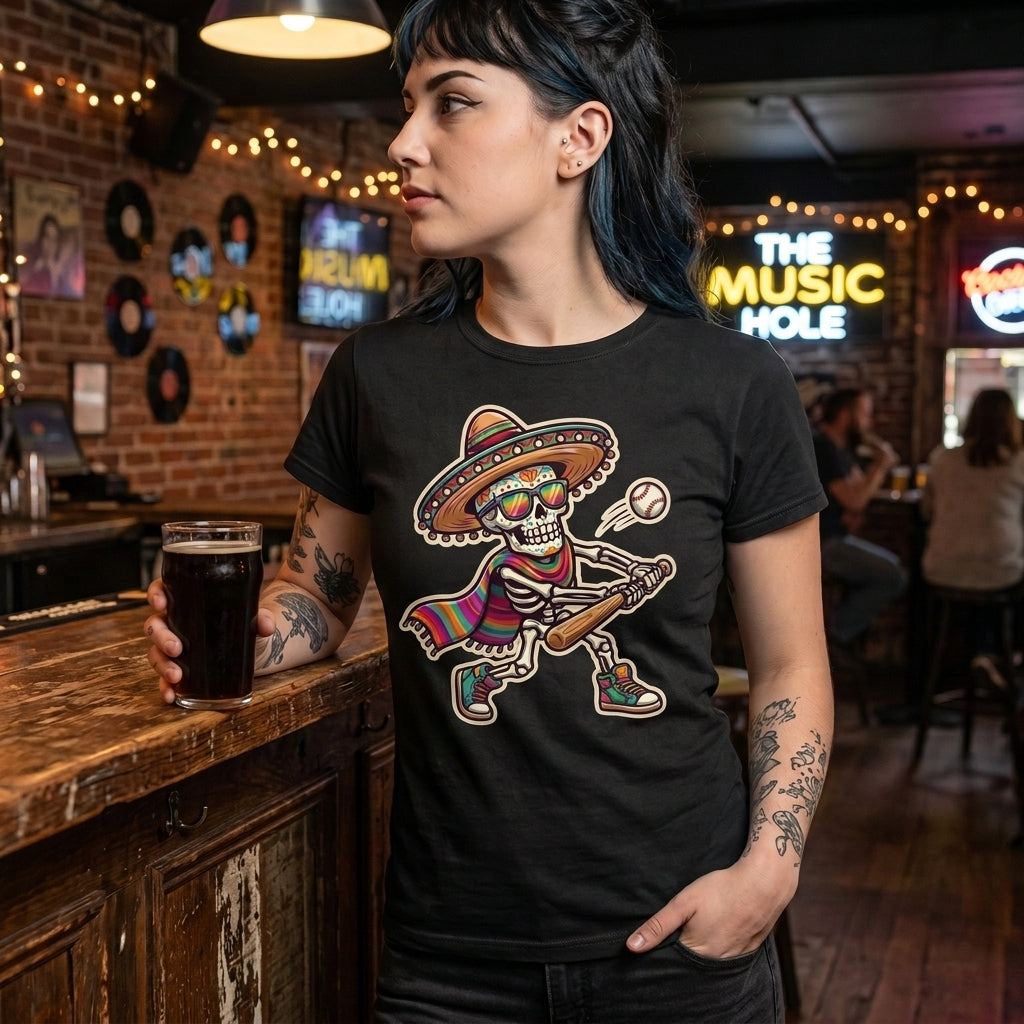 Mariachi Skeleton T-Shirt — Day of the Dead Guitar Graphic Tee