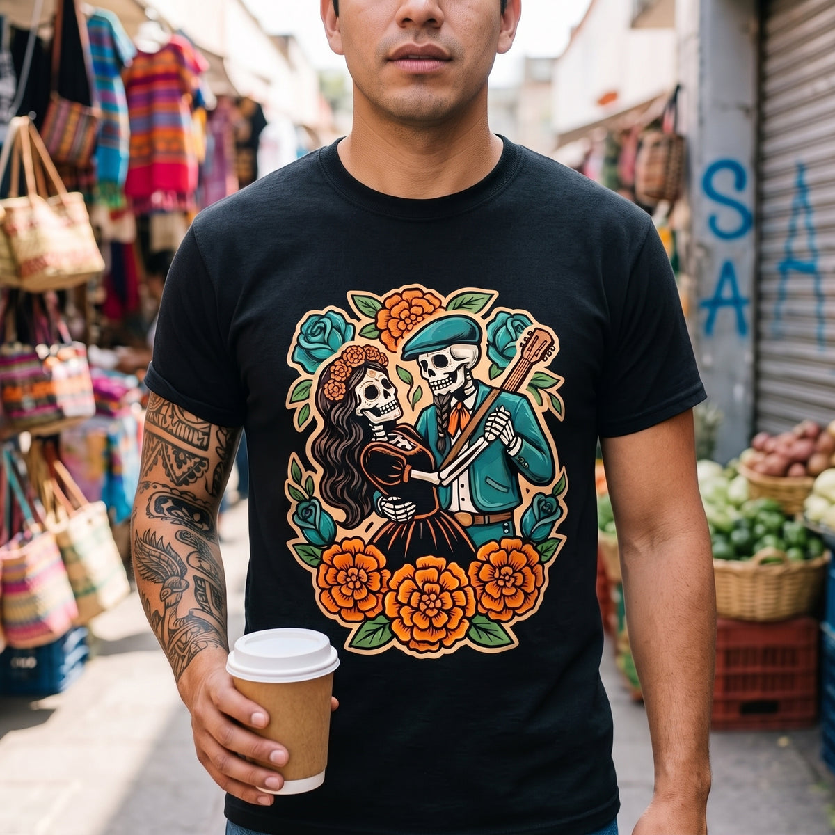 Mariachi Macabre T-Shirt — Day of the Dead Skeleton Guitar Tee
